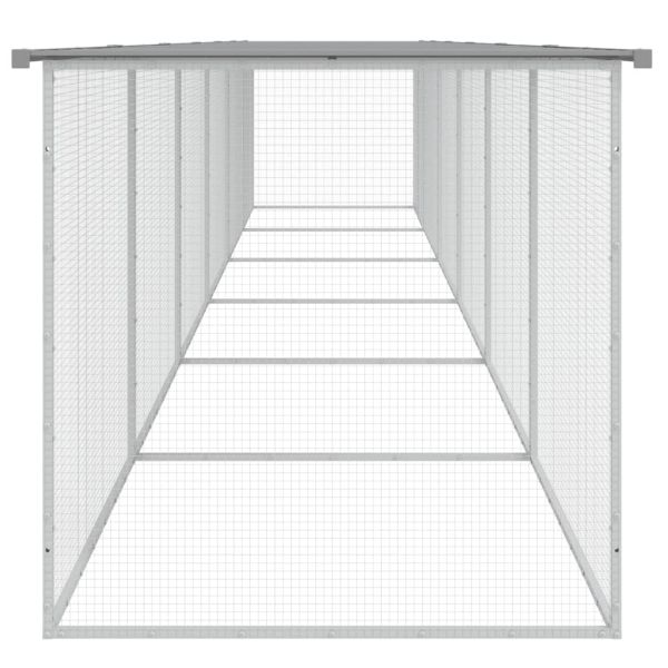 Клетка за пилета с покрив светлосива 603x98x90 см стомана