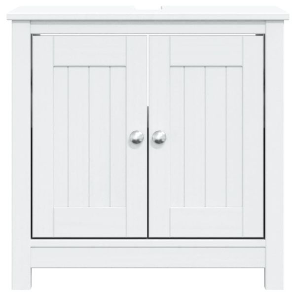 Шкаф за мивка за баня "BERG", бял, 60x34x59 см, бор масив