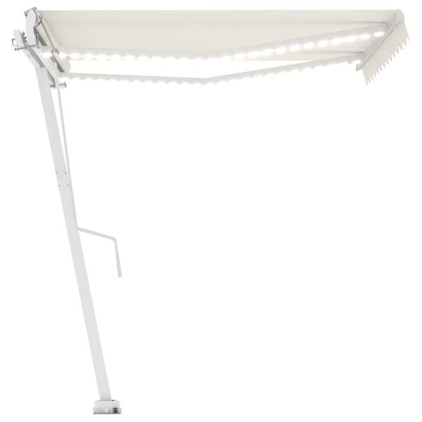 Автоматичен сенник, LED и сензор за вятър, 300x250 см, кремав