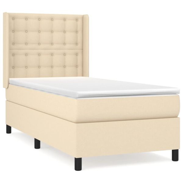 Боксспринг легло с матрак, кремаво, 100x200 см, плат