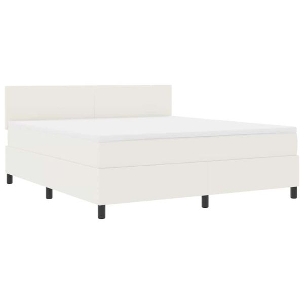 Легло с пружинирана основа Слонова кост и бяло 180 x 200 cm