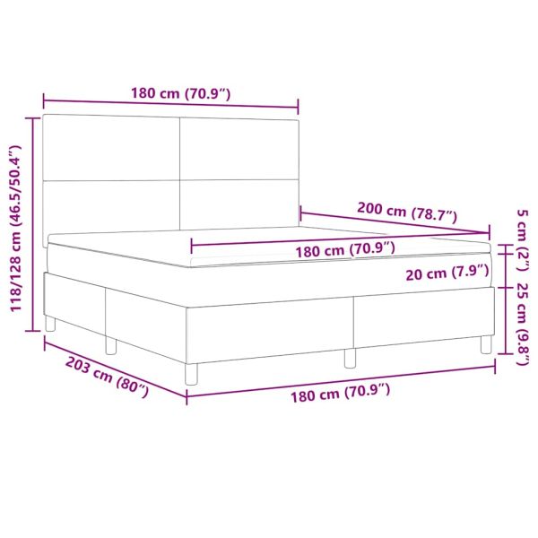 Легло с пружинирана основа Слонова кост и бяло 180 x 200 cm
