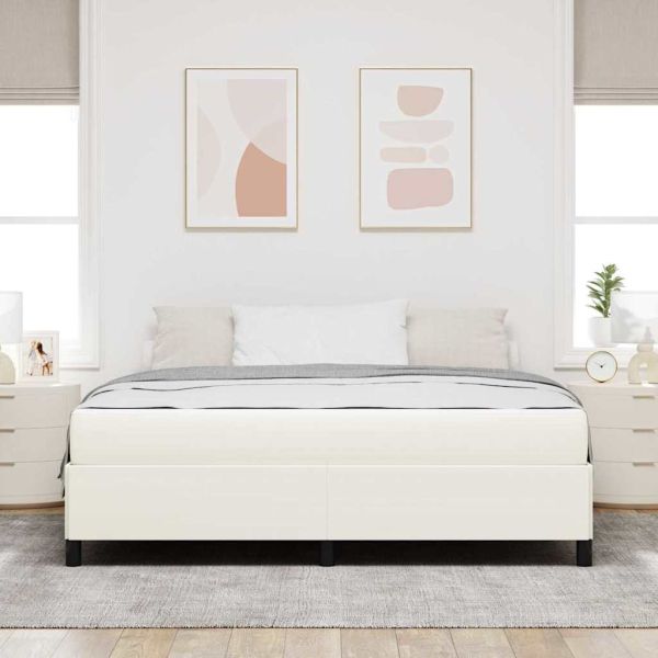 Рамка за легло с матрак Крем 180 x 200 cm текстил