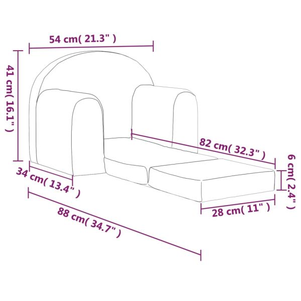 Детски диван-легло антрацит мек плюш
