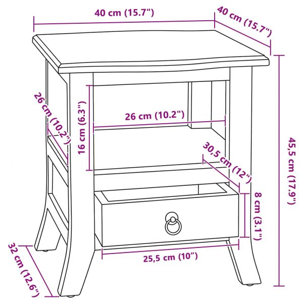 Нощен шкаф Естествен 40 x 40 x 45,5 см Масивно махагоново дърво