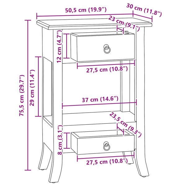 Конзолна маса с чекмедже Естествен 50,5 x 30 x 75,5 см