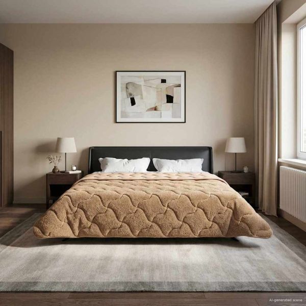 Летен юрган Таупе 200 x 220 cm Микрофибър и тедди флийс