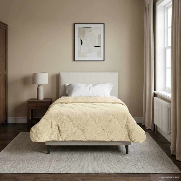 Летен юрган Крем 155 x 200 см Микрофибър и тедди флийс