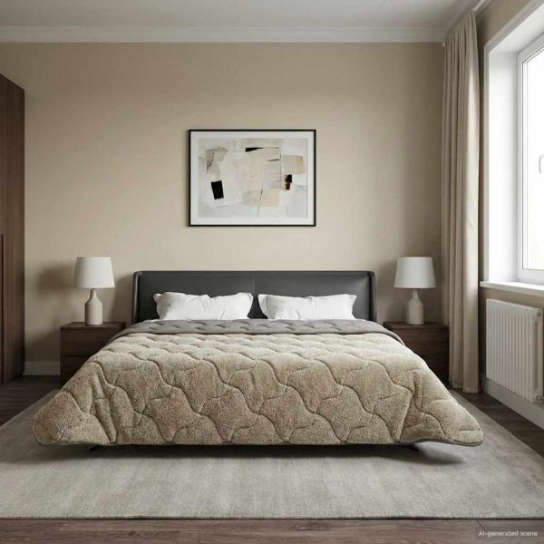 Пълно годишно юрганче Патичено Светлосиво 200 x 200 cm