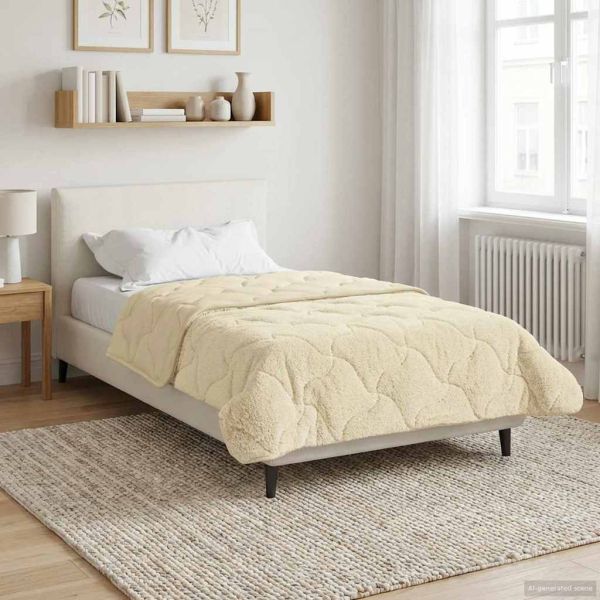 Зимен юрган Крем 155 x 220 cm Микрофибър и тедди флийс