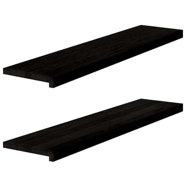 Стълбищни стъпала, 2 бр, тъмнокафяви, 110x30x2 см, дъб масив