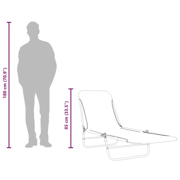 Сгъваеми шезлонги, 2 бр, стомана и текстил, сини