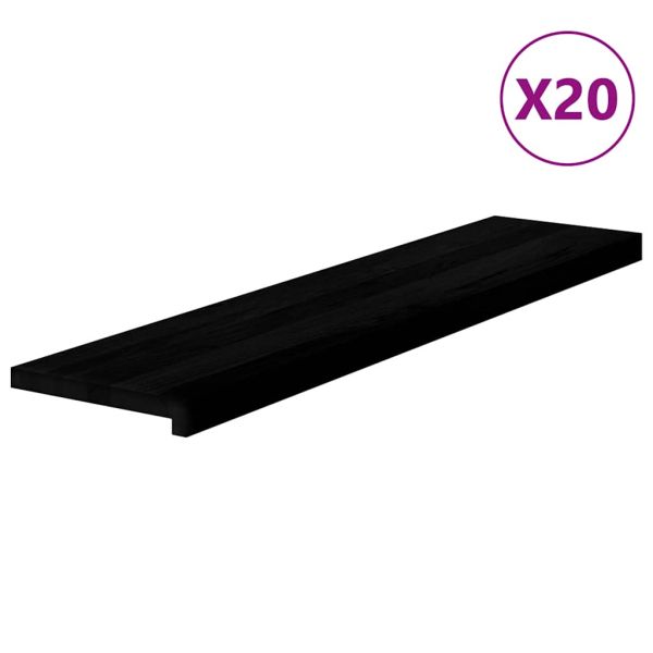 Стълбищни стъпала, 20 бр, тъмнокафяви, 110x30x2 см, дъб масив