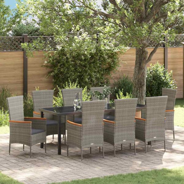 Комплект за хранене в градината с възглавница 9 pcs Сив