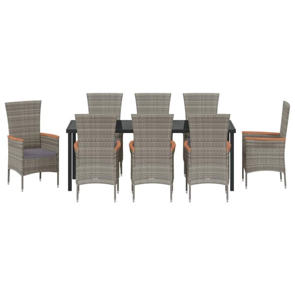 Комплект за хранене в градината с възглавница 9 pcs Сив