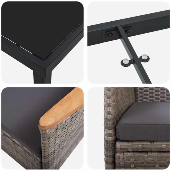 Комплект за хранене в градината с възглавница 7 pcs Сив