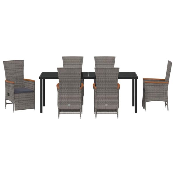 Комплект за хранене в градината 7 pcs Сив полиратан