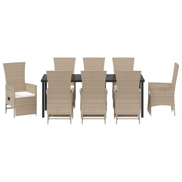 Комплект за хранене в градината 9 pcs Бежово полиратан