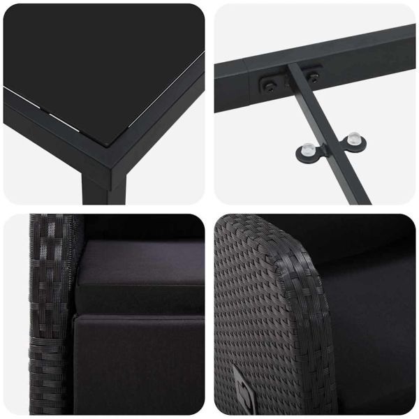 Комплект за хранене в градината 7 pcs Черно полиратан