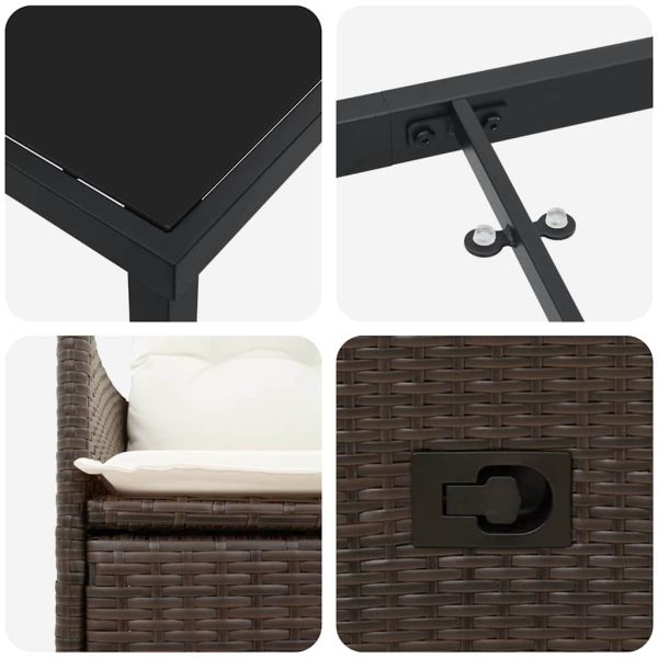 Комплект за хранене в градината 9 pcs Кафяво полиратан