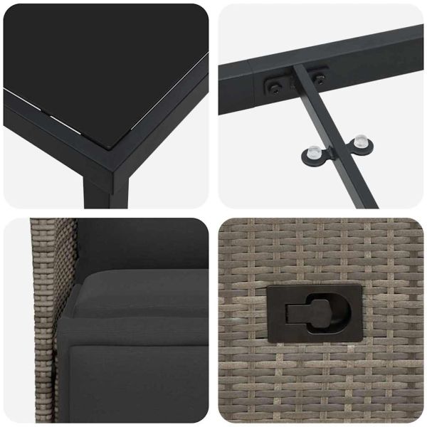 Комплект за хранене в градината 7 pcs Сив полиратан