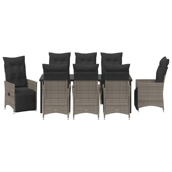 Комплект за хранене в градината 9 pcs Сив полиратан