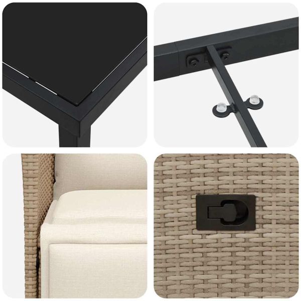 Комплект за хранене в градината 9 pcs Бежово полиратан