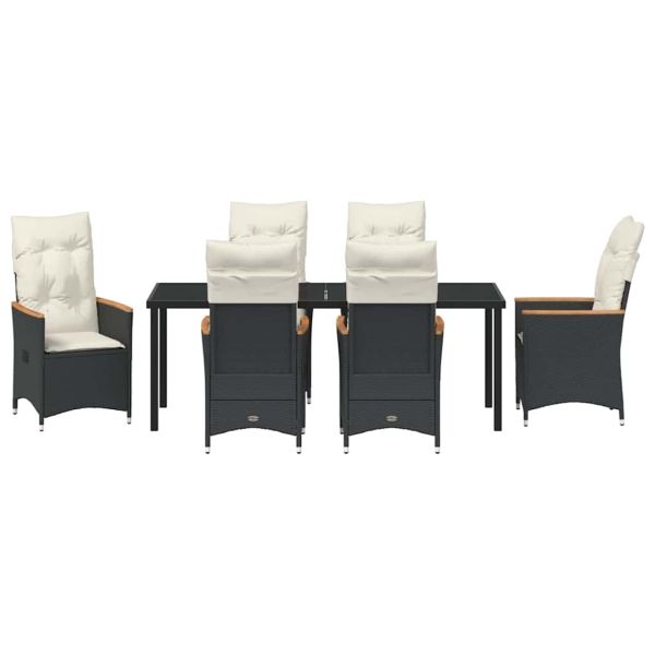 Комплект за хранене в градината 7 pcs Черно полиратан