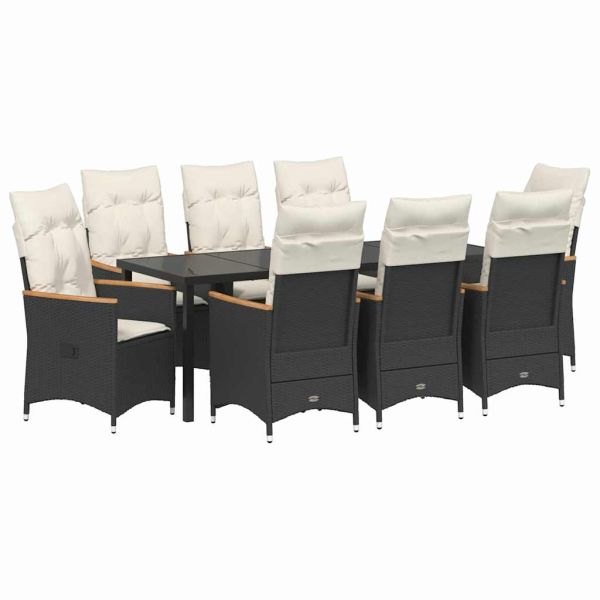 Комплект за хранене в градината 9 pcs Черно полиратан