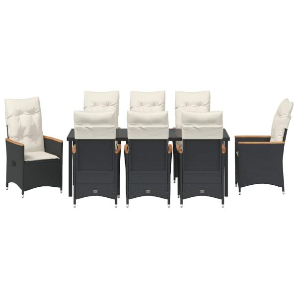 Комплект за хранене в градината 9 pcs Черно полиратан