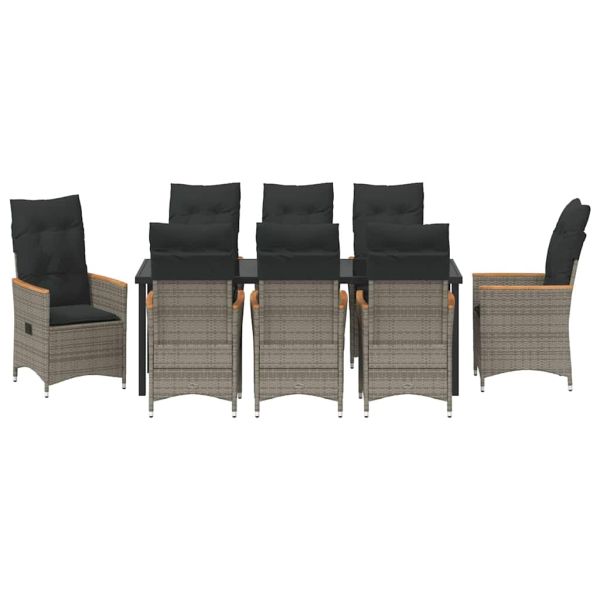 Комплект за хранене в градината 9 pcs Сив полиратан