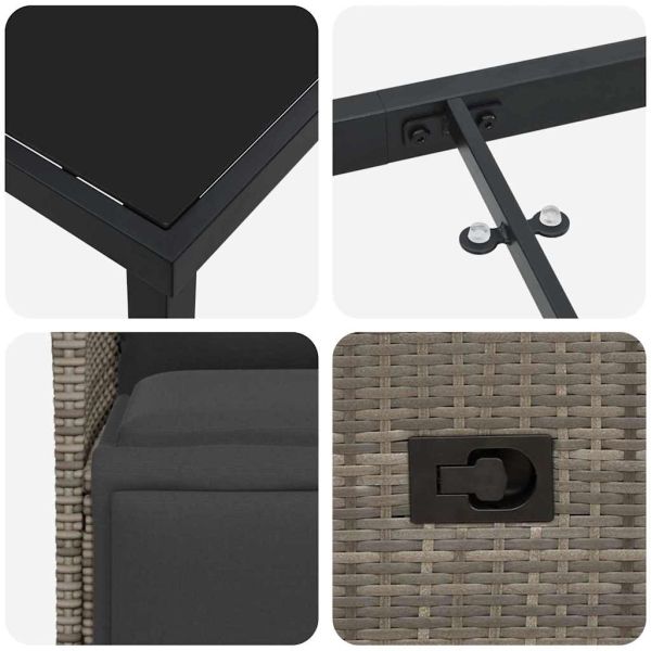 Комплект за хранене в градината 9 pcs Сив полиратан