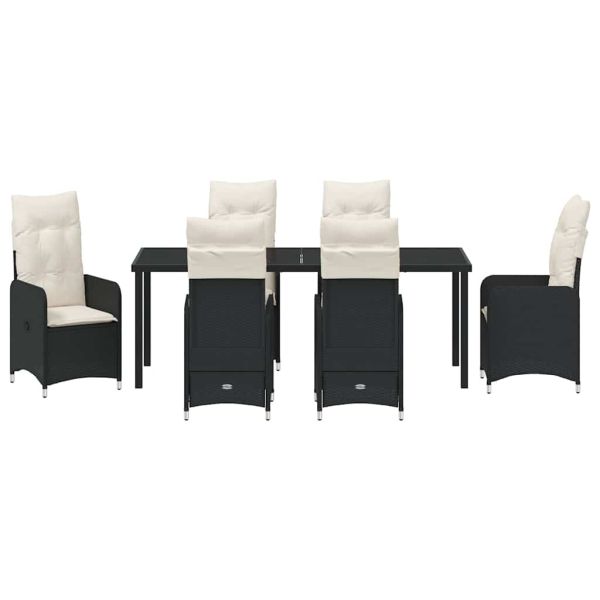 Комплект за хранене в градината 7 pcs Черно полиратан