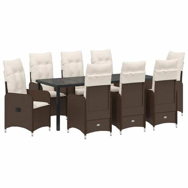 Комплект за хранене в градината 9 pcs Кафяво полиратан