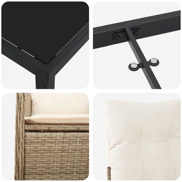 Комплект за хранене в градината 9 pcs Бежово полиратан