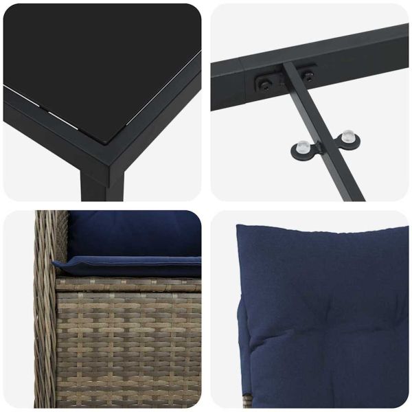 Комплект за хранене в градината 7 pcs Черно полиратан