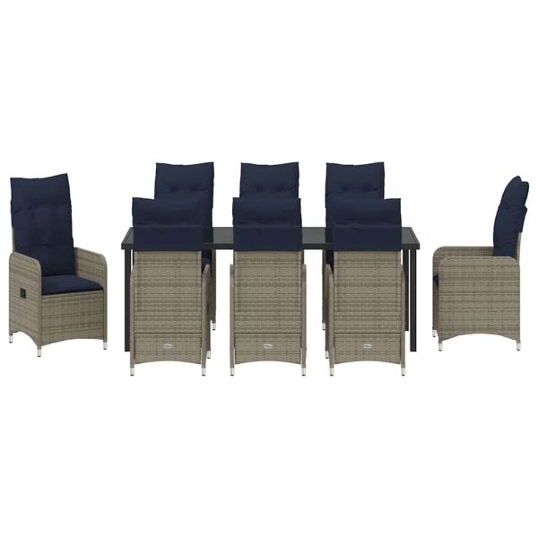 Комплект за хранене в градината 9 pcs Черно полиратан