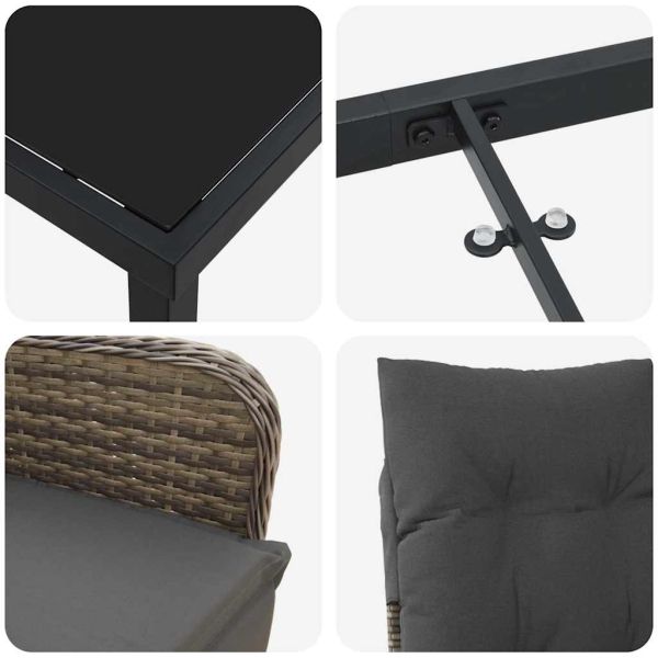 Комплект за хранене в градината 9 pcs Бежово полиратан