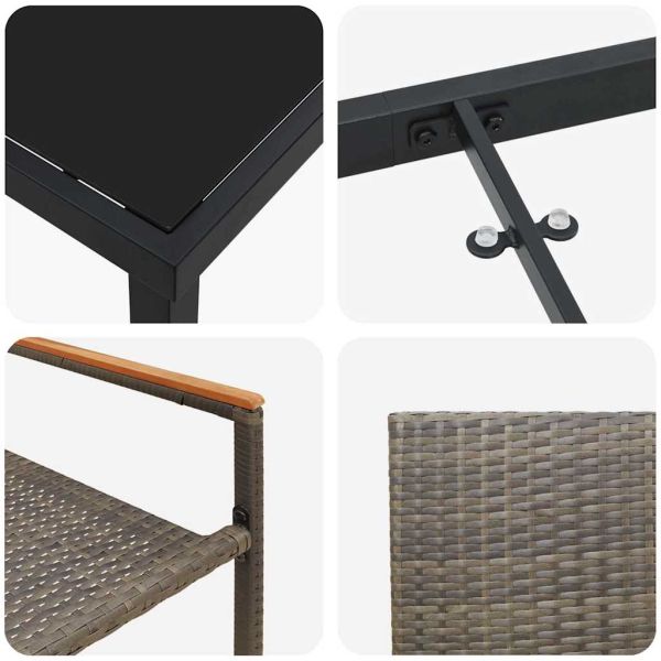 Комплект за хранене в градината 9 pcs Сив полиратан