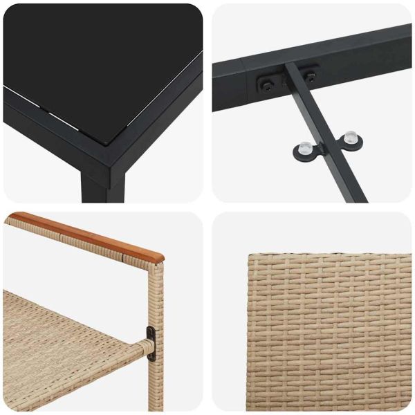 Комплект за хранене в градината 7 pcs Бежово полиратан