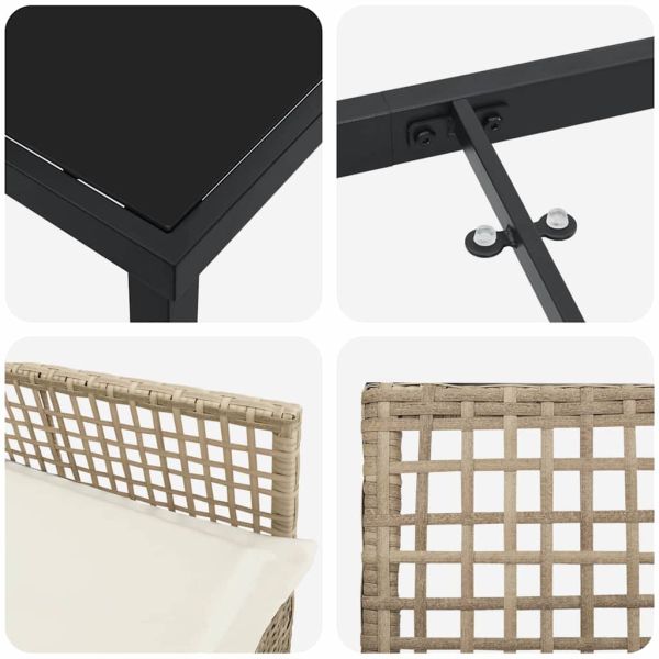 Комплект за хранене в градината 9 pcs Бежово полиратан