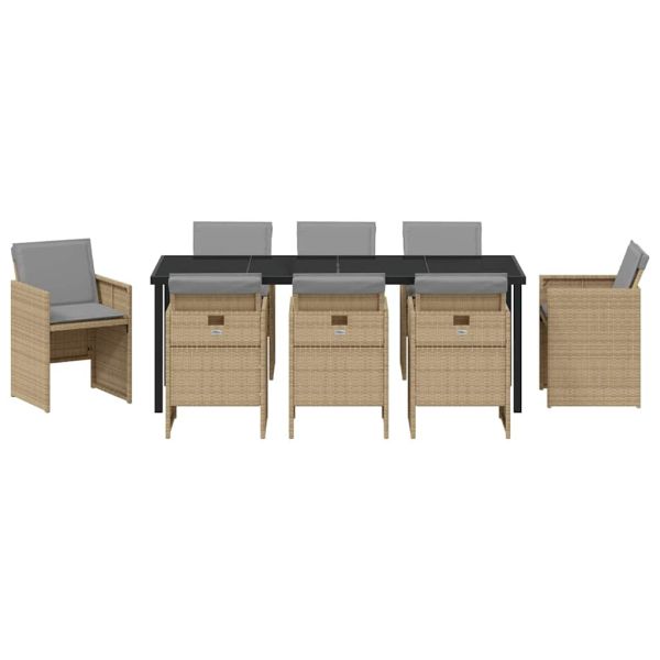 Комплект за хранене в градината 9 pcs Бежово полиратан