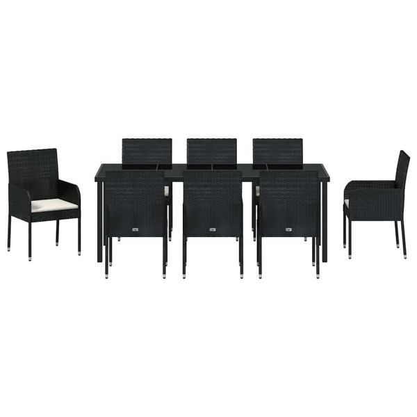 Комплект за хранене в градината 9 pcs Черно полиратан