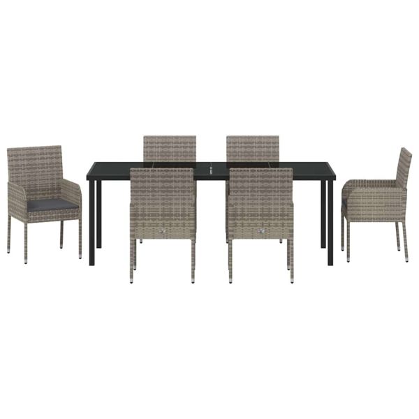 Комплект за хранене в градината 7 pcs Сив полиратан