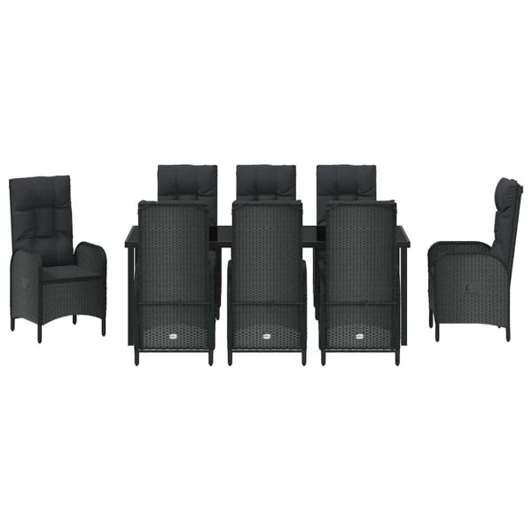 Комплект за хранене в градината 9 pcs Черно полиратан