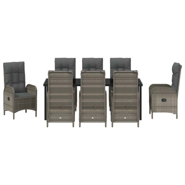 Комплект за хранене в градината 9 pcs Сив полиратан