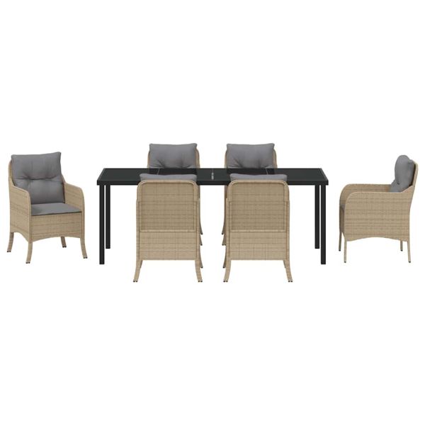 Комплект за хранене в градината 7 pcs Бежово полиратан