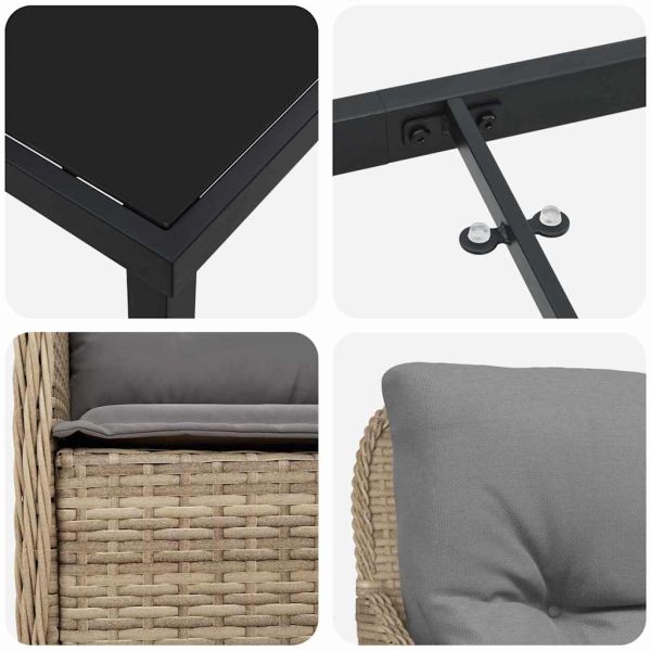 Комплект за хранене в градината 7 pcs Бежово полиратан