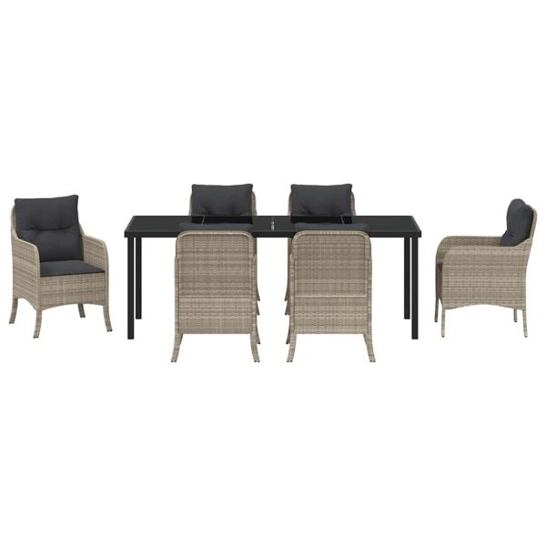 Комплект за хранене в градината 7 pcs Светлосиво полиратан