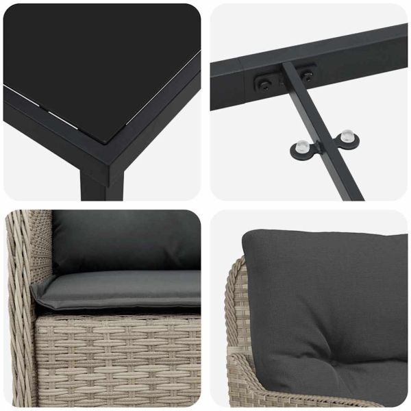 Комплект за хранене в градината 7 pcs Светлосиво полиратан